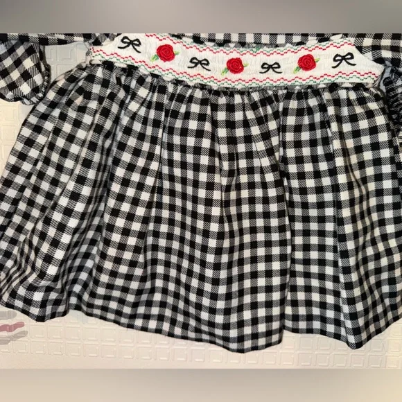 Vintage style Bonnie Jean Baby Black Gingham Baby Christmas Party Dress 0-3 Mon - Picture 6 of 15